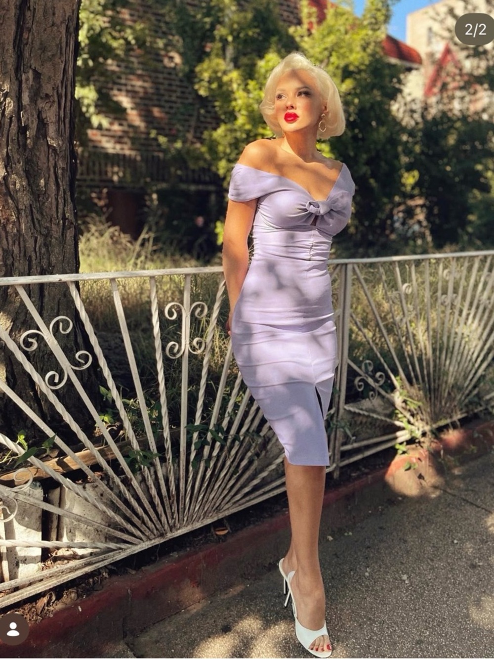 Niagara Vintage Starlet Wiggle Dress in Lavander - Picture 3 of 6